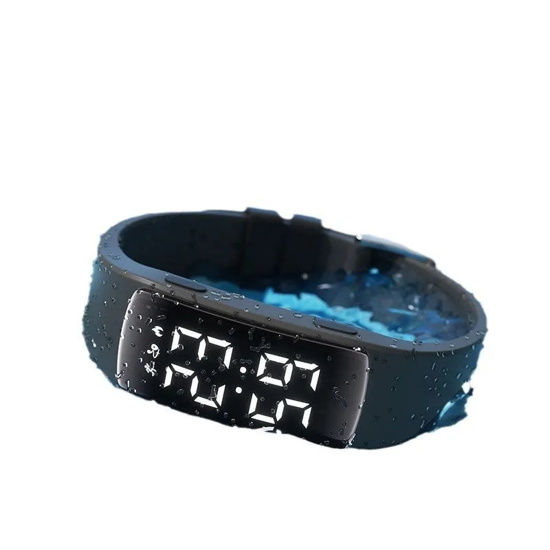 Smart waterproof vibration alarm watch with LED display on a silicone strap in various colours