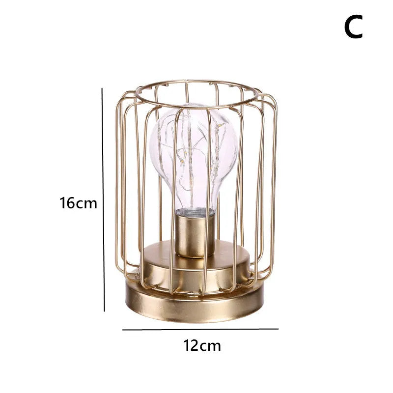 Geometric light bulb ornament in iron with electroplated finish, Nordic style home decoration