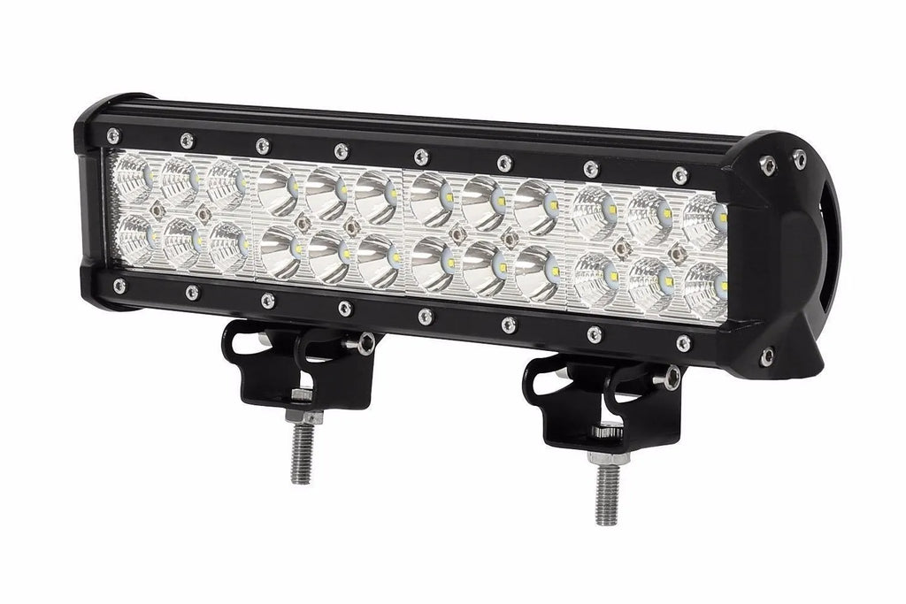 Black aluminium alloy 72W LED roof light bar for off-road vehicles with double row LED configuration