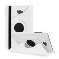 iPad 1 rotating leather protective case in clamshell design, showing PU leather texture and solid colour options.