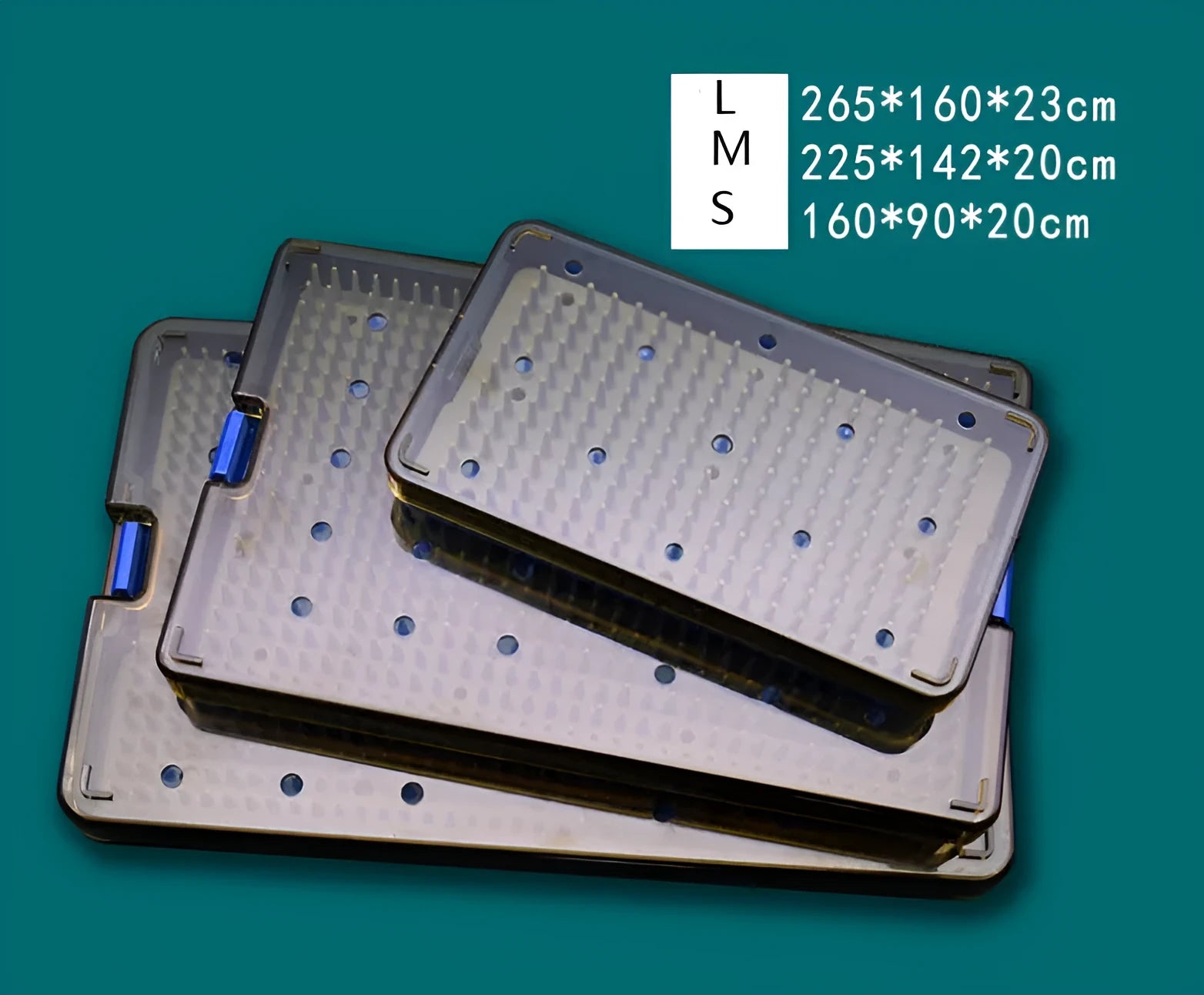 Silicone UV disinfection box for mobile phones in three different sizes on a table.