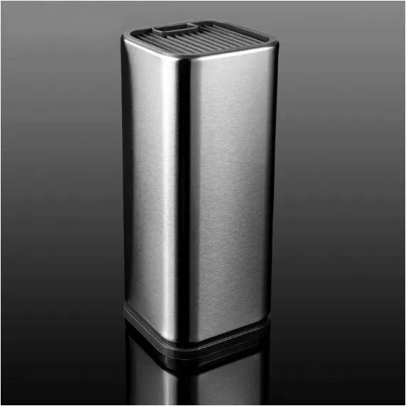 Black and white multifunctional kitchen tool holder with detachable bottom for storing knives and cutlery.