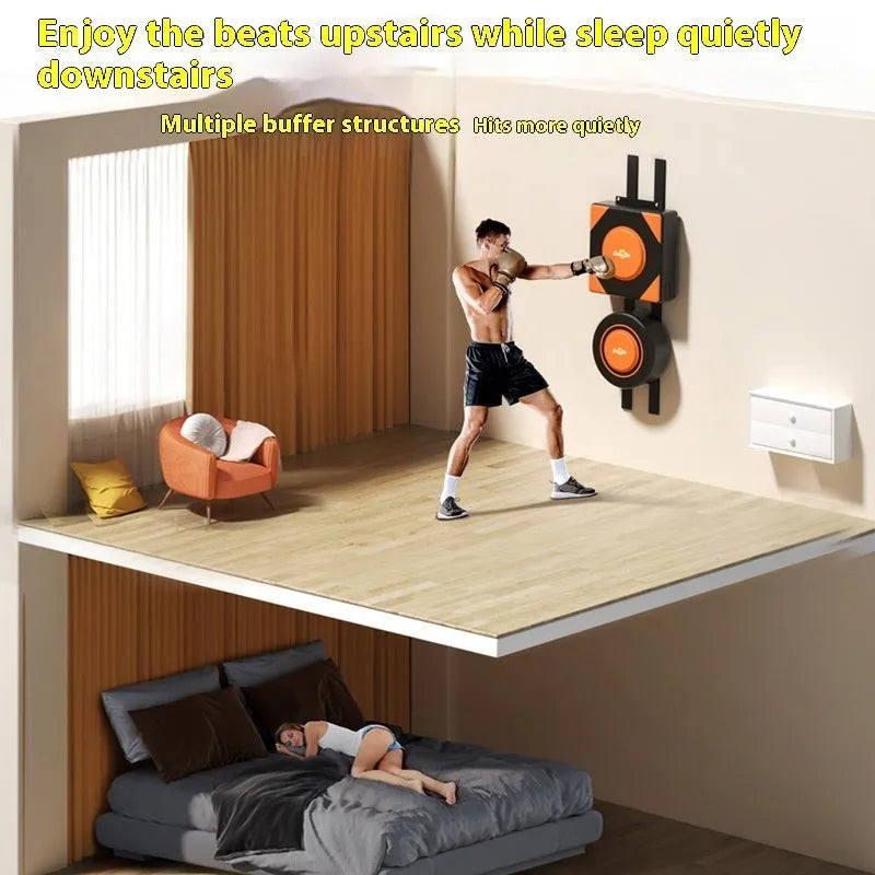 Hanging boxing target with PU leather construction mounted on wall