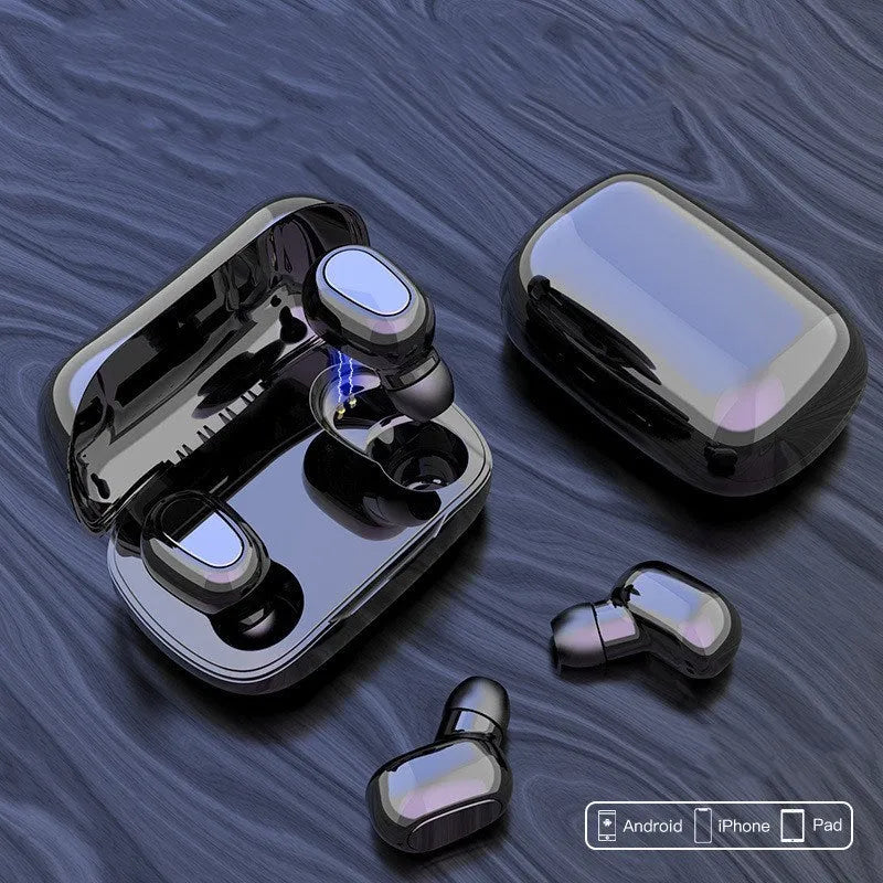 TWS Bluetooth wireless earbuds in black, pink, or white colour options with charging case