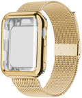 Apple Watch with silver magnetic Milanese loop band showing adjustable magnetic clasp on wrist.
