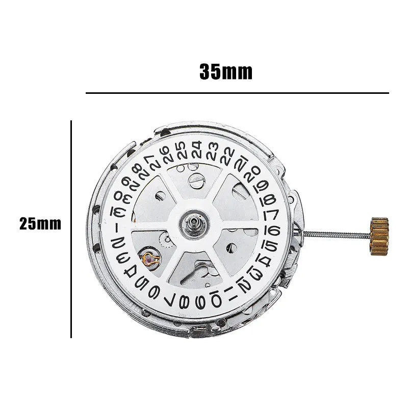 8215 automatic watch movement replacement with silver stainless steel 25mm diameter