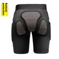 X-ray diffraction skiing protective gear showing slim-design hip pads and multi-protection knee pads.