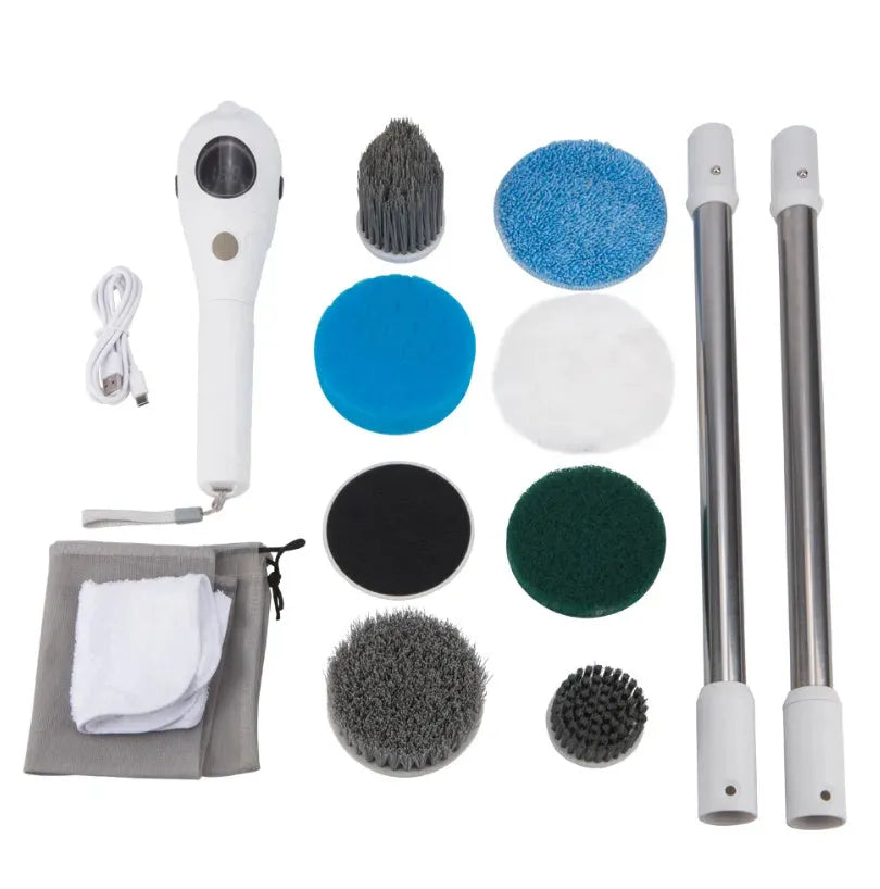 White lithium rechargeable handheld cleaning ball with cleaning brush attachment