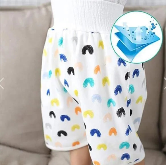 Pure cotton baby diaper skirt in dinosaur print, small size 0-4 years, with button fastening