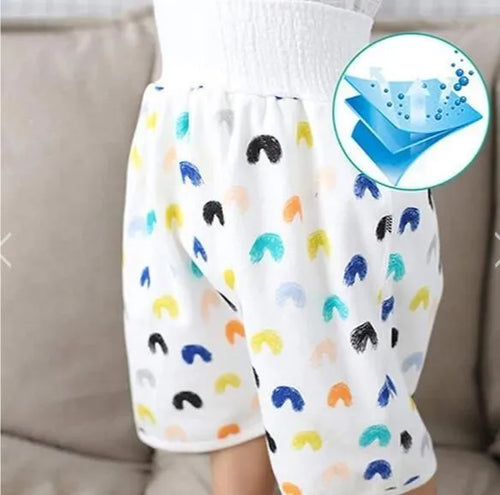 Pure cotton baby diaper skirt in dinosaur print, small size 0-4 years, with button fastening