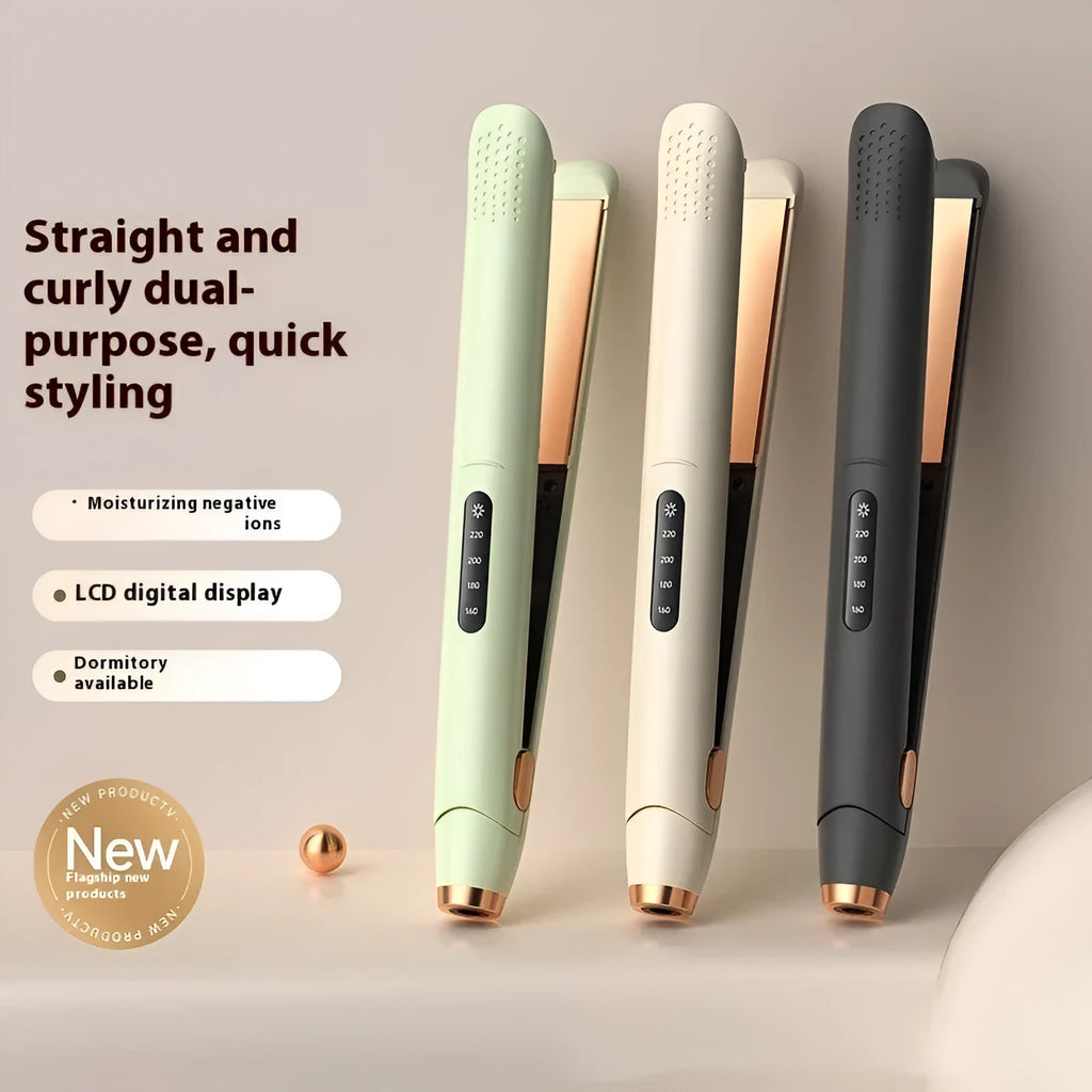 LCD screen hair straightener with multi-gear control in Almond White, Glory Black, or Olive Green colour.