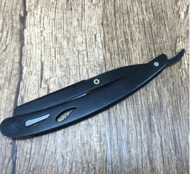 Silver stainless steel straight razor 14cm with 10 steel blades for smooth shaving