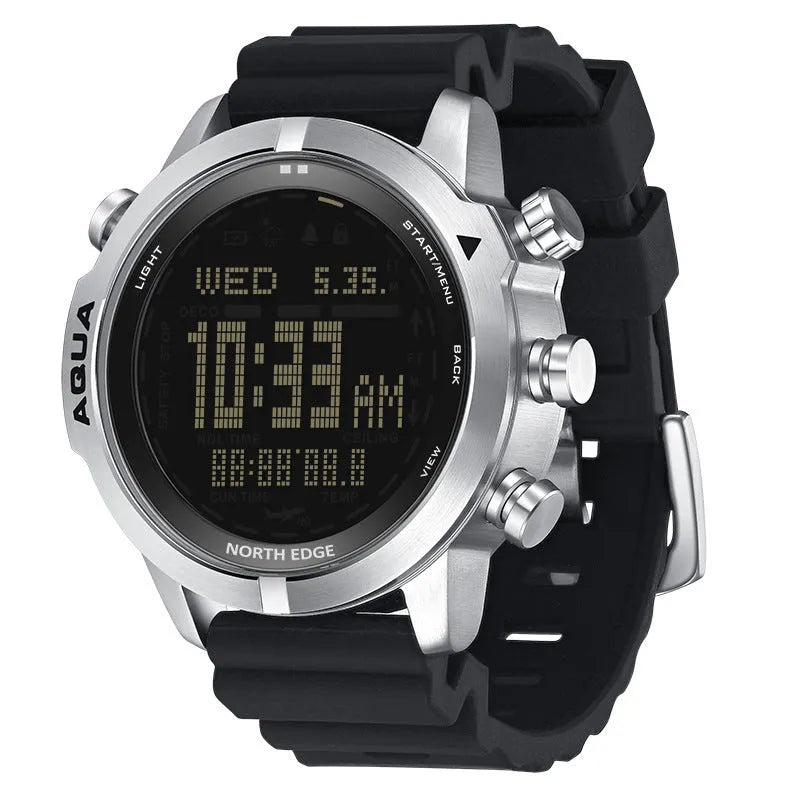Outdoor sports smart watch with black dial and adjustable wrist strap showing 48mm case and 1.46 inch screen