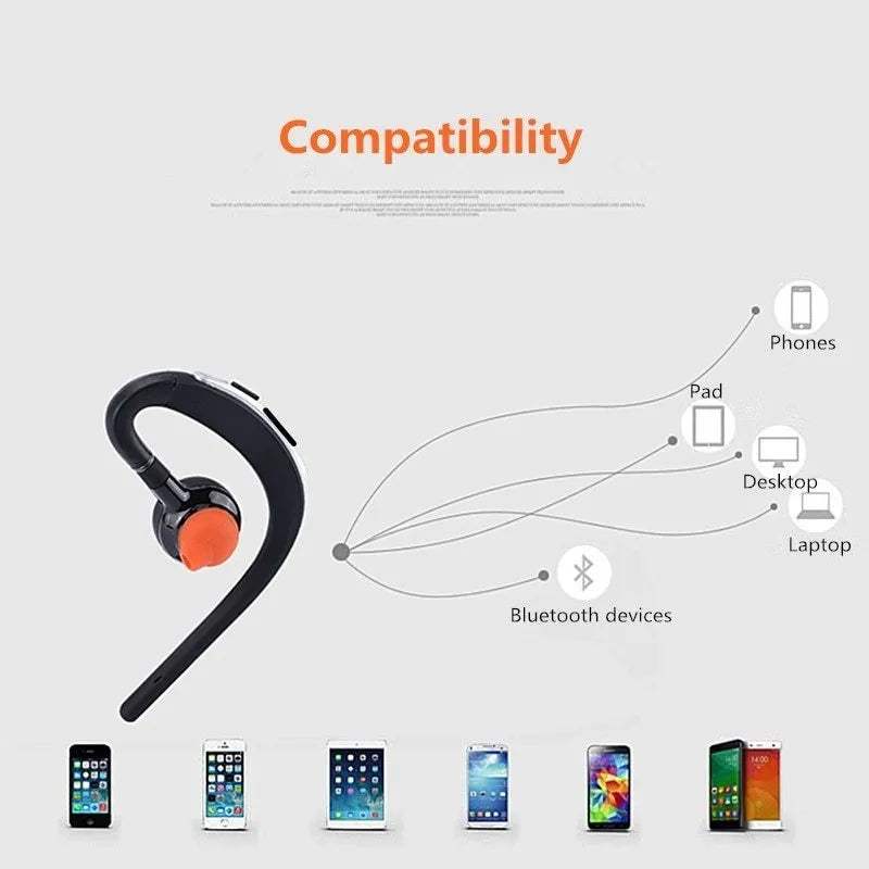 Handsfree Bluetooth headset with mic, adjustable earhook, CVC 6.0 noise cancelling, Gold or Silver