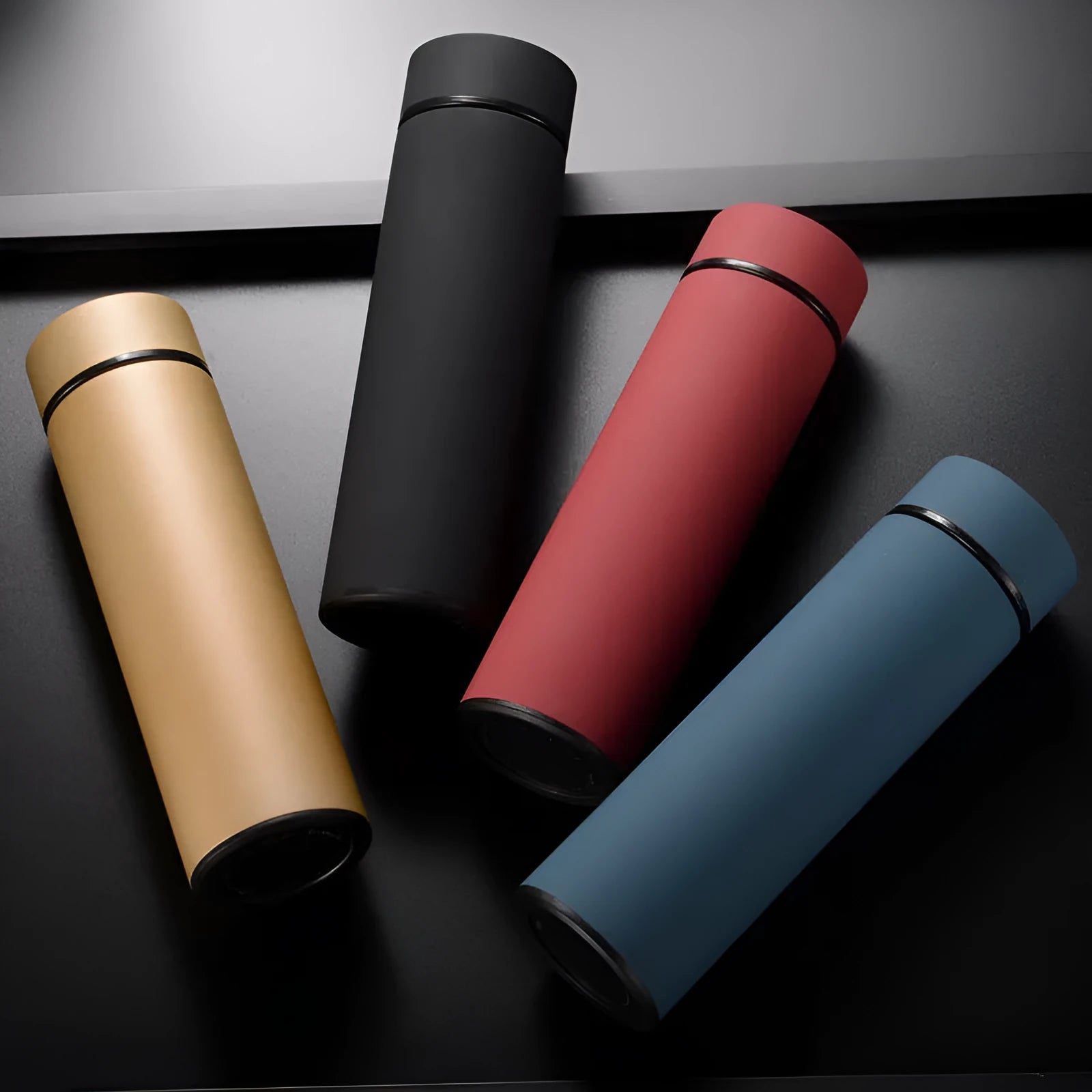 450ml stainless steel water bottle with vacuum insulation in black, red, gold, blue colour options