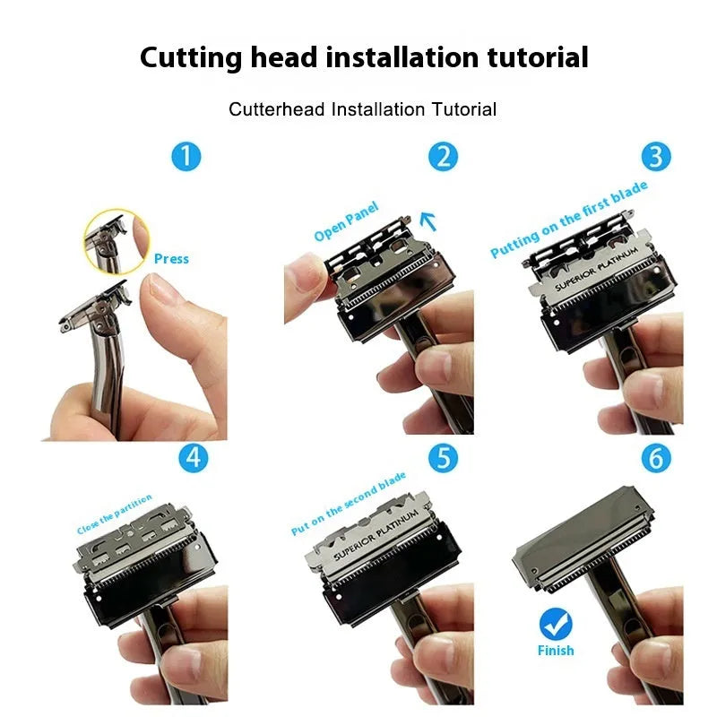 20T double-layer half-blade manual shaver in bronze finish with suspension head