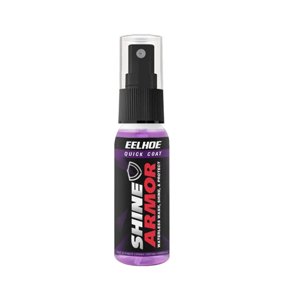 Purple automobile nano coating agent spray bottle in 100ml size for car maintenance.