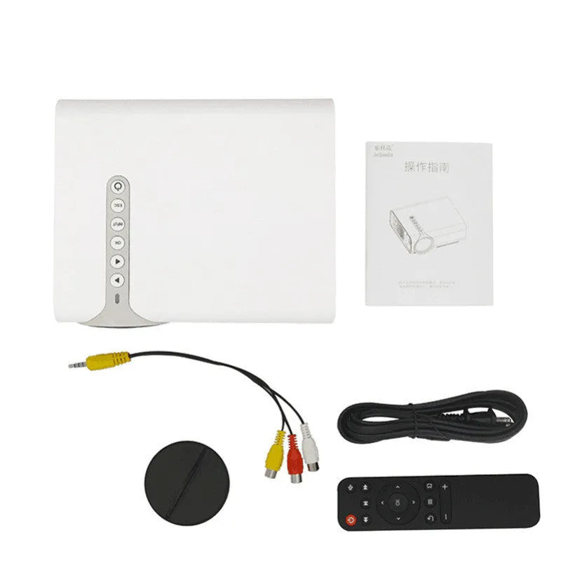 YG530 mini wireless mobile phone projector in black or white showing projection display