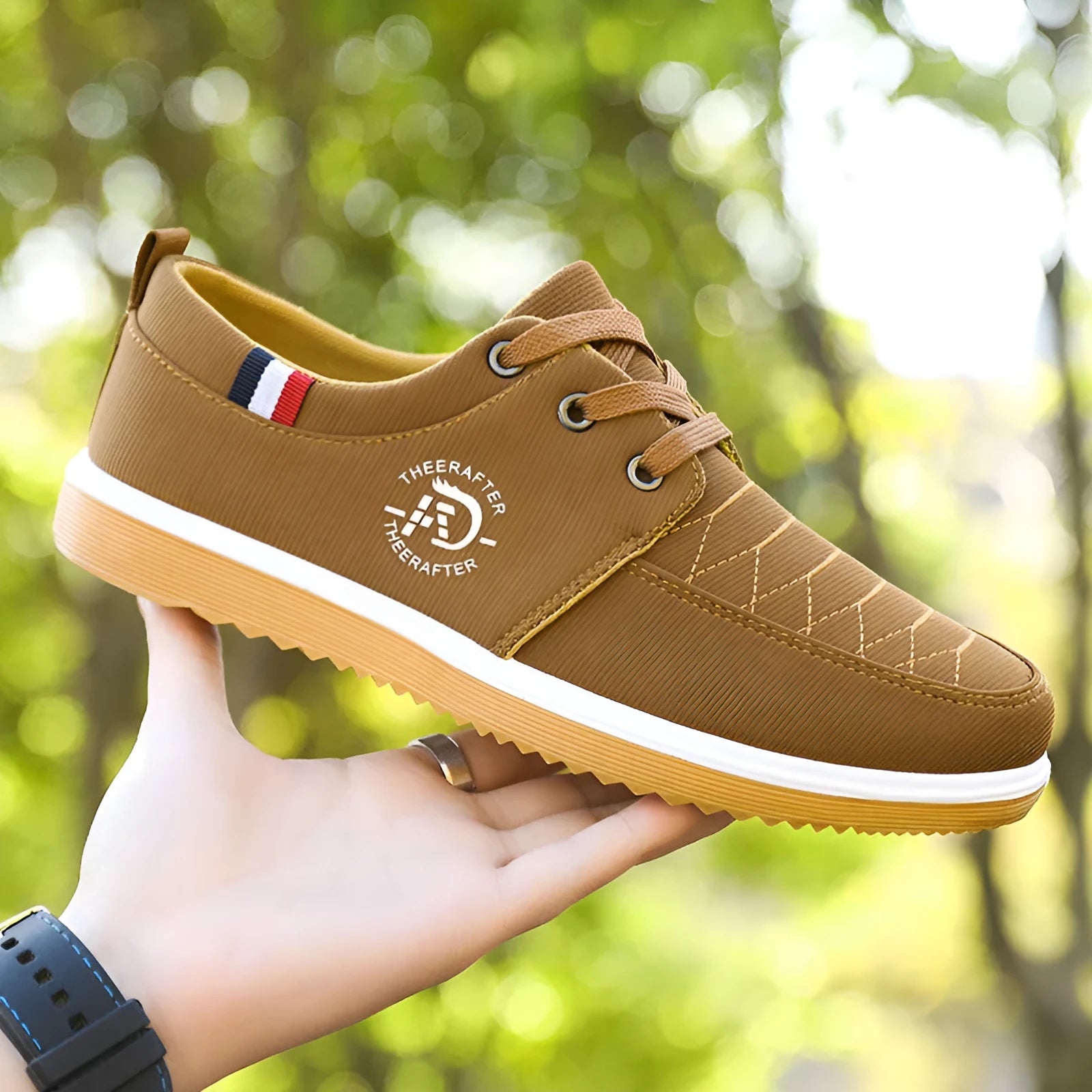 Men's black canvas casual shoes with a leather toe cap and a thick platform EVA sole.