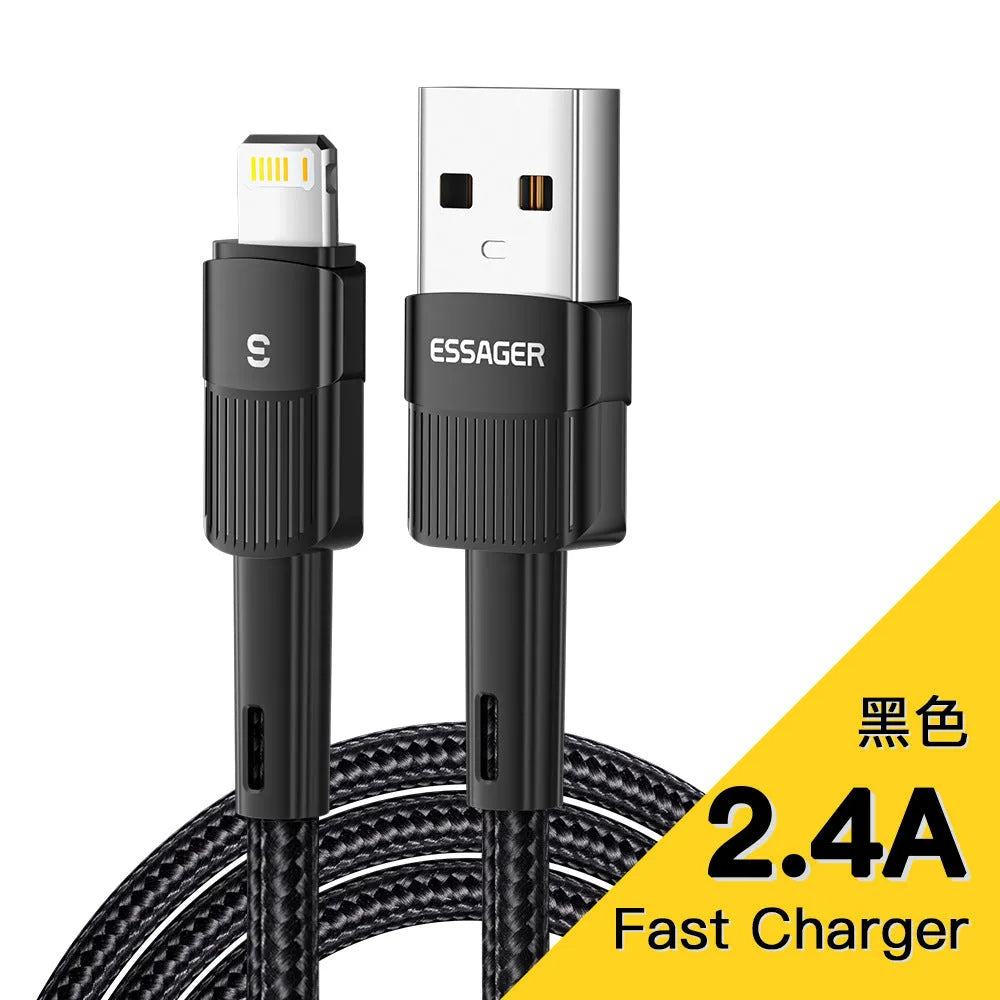 6A super fast charge data cable with braided thread and aluminium alloy connectors in black