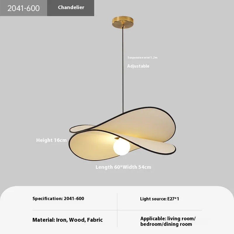 French style artistic chandelier pendant light with fabric potato chips shade for bedroom ceiling