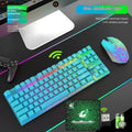 T3 wireless charging keyboard and mouse set with backlit keys in black rainbow light colour scheme