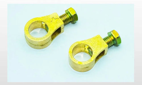 Pure copper battery wiring clamp with a patented clip for car and card battery terminals.