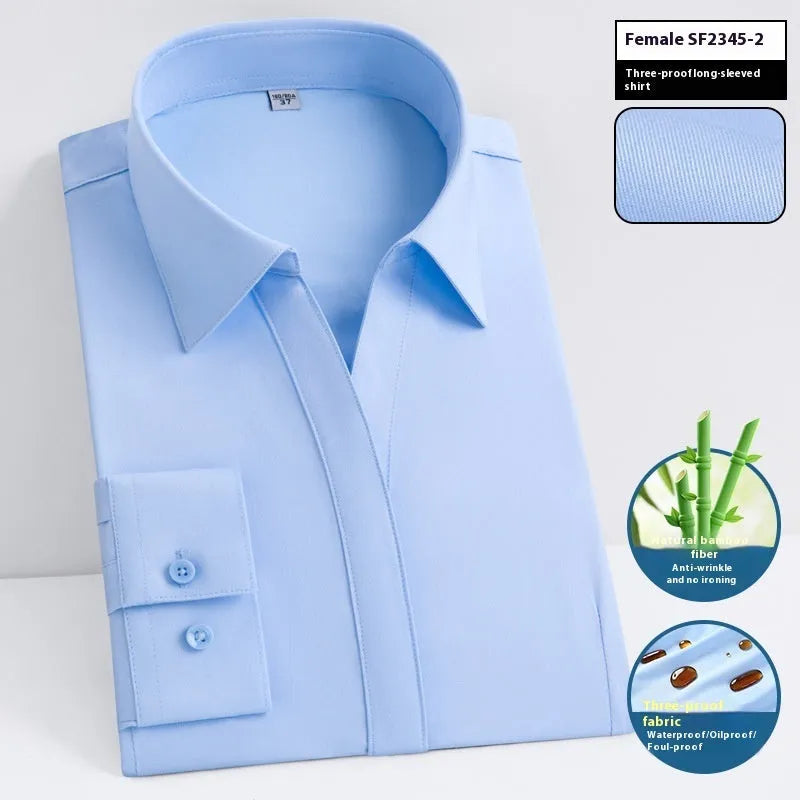 Men's slim fit square collar business shirt in bamboo fibre fabric, available in long and short sleeve styles.