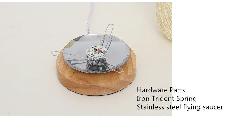 Woven hemp rope Sepak Takraw desk lamp with solid wood base and LED lighting