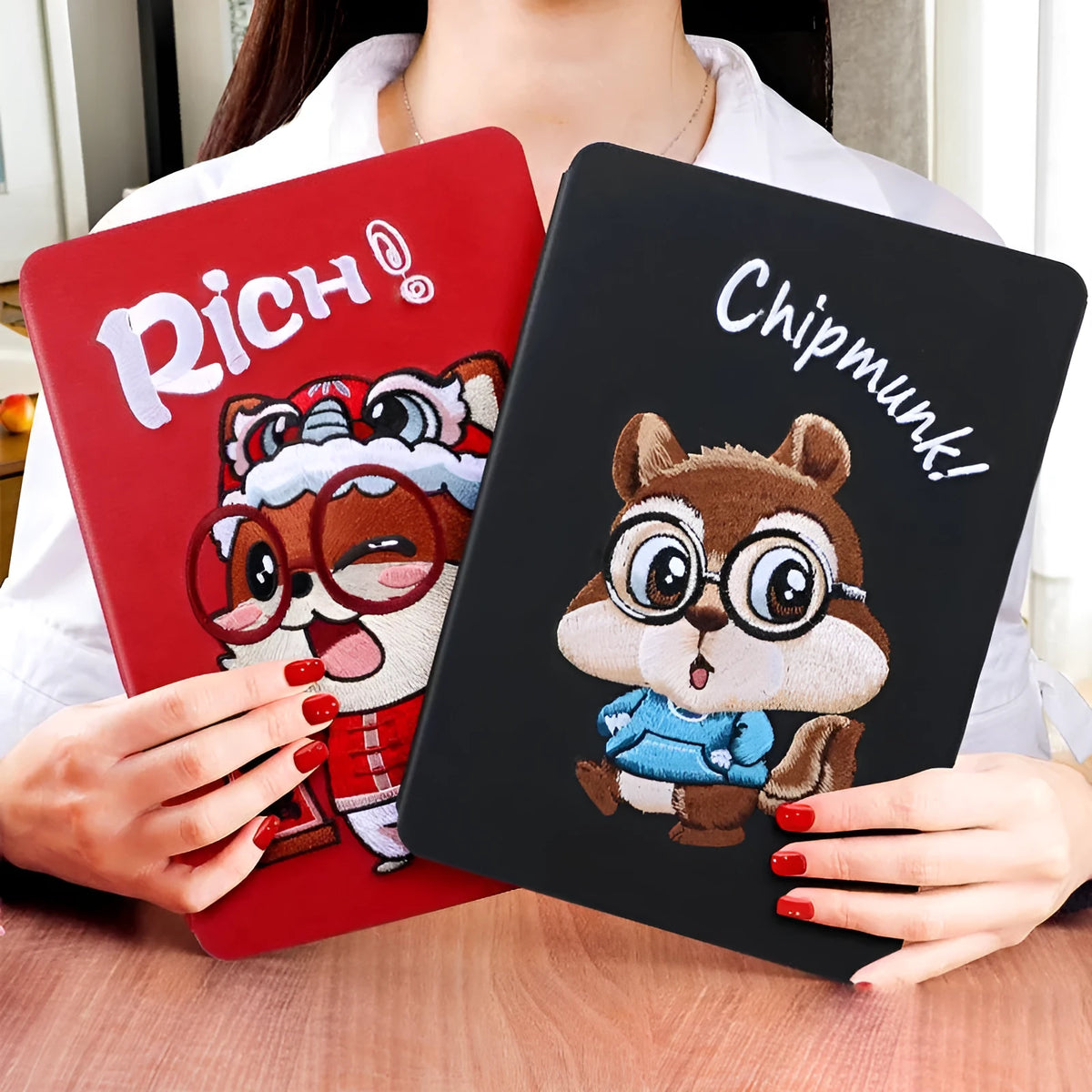 Silicone protective sleeve for iPad 10.2, 9.7, iPad Pro 9.7 and iPad Air1 in cartoon imitation leather style