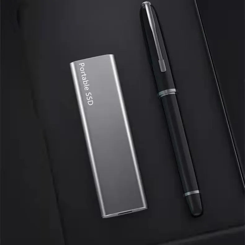 Red Hot Mobile SSD expansion hard disk with metal shell and ultra-thin design on a white background.