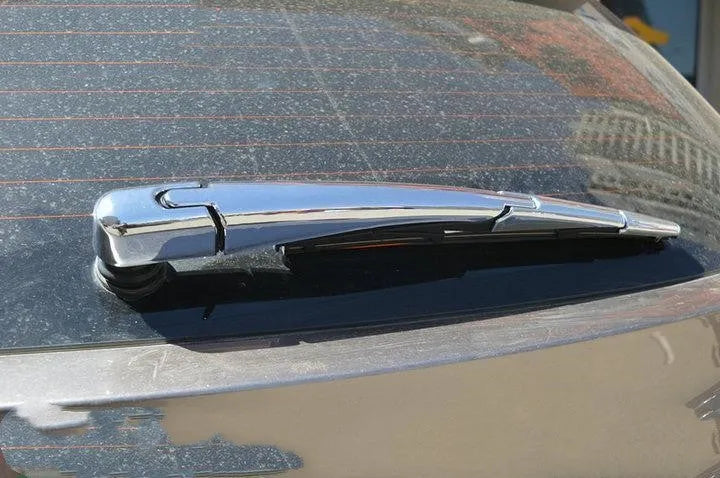 Set of four silvery ABS plastic rear window wiper cover trims for 2010 Hyundai models.