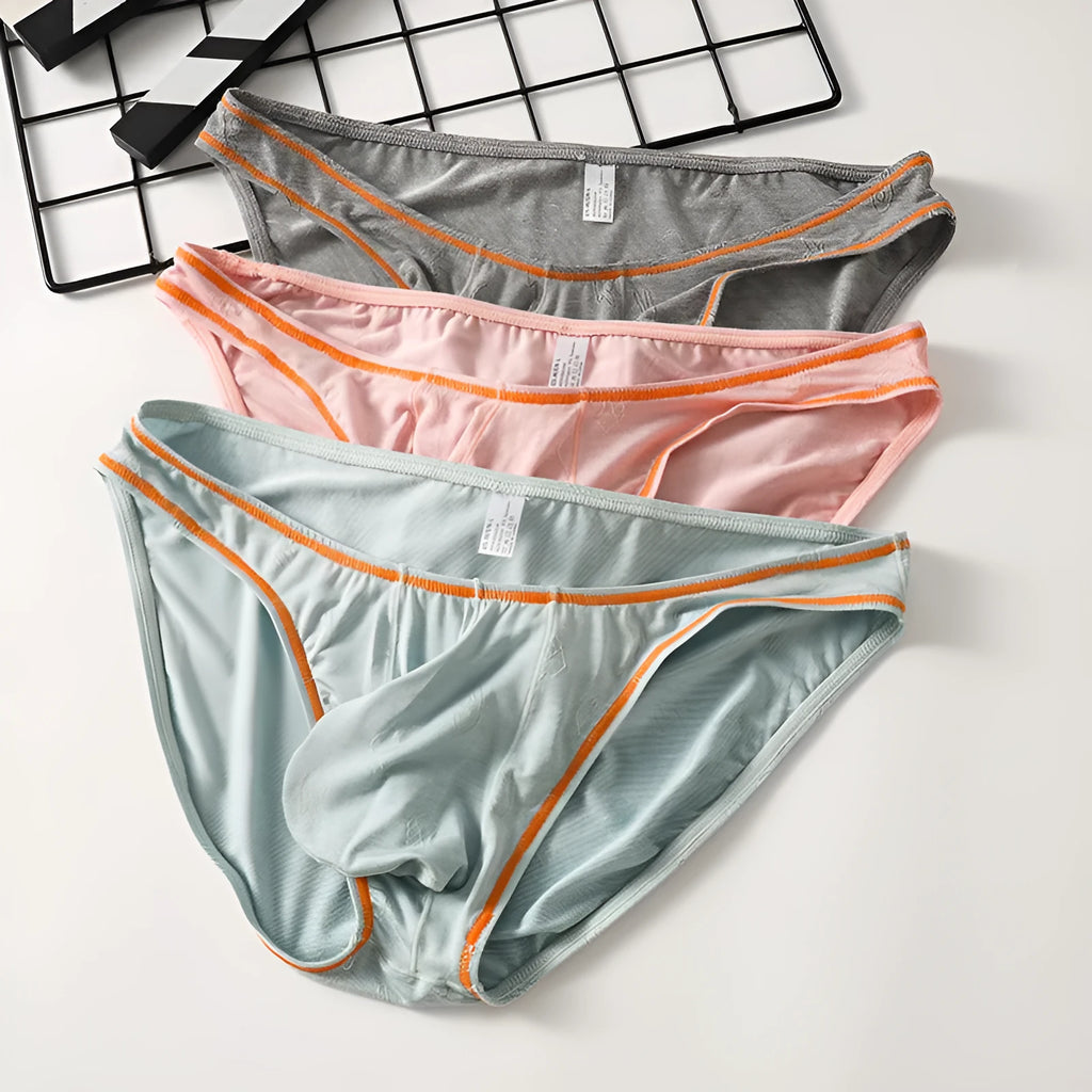 Men's Modal ice silk hip-lift underwear in multiple colour options showing front and back views