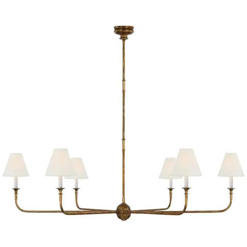 All copper branch chandelier with fabric shades in American simple design for living room