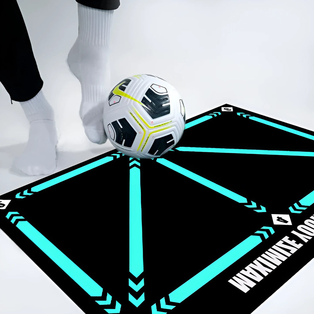 Rubber football training mat for indoor skill practice and lifting drills