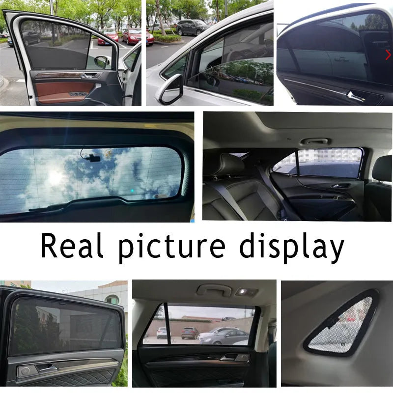 Nylon mesh car sunshade privacy curtain set for front rear side windows