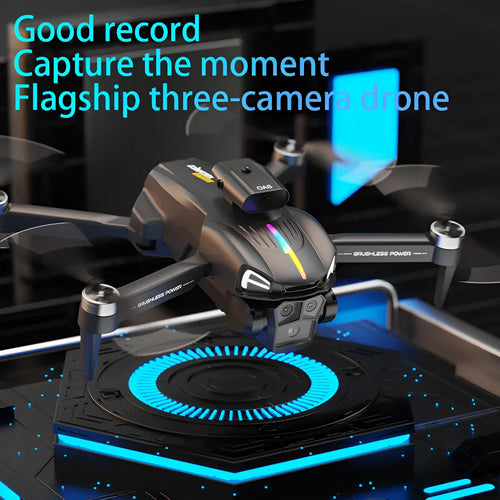 C15S brushless UAV in black with HD camera, obstacle avoidance sensors, and plastic body