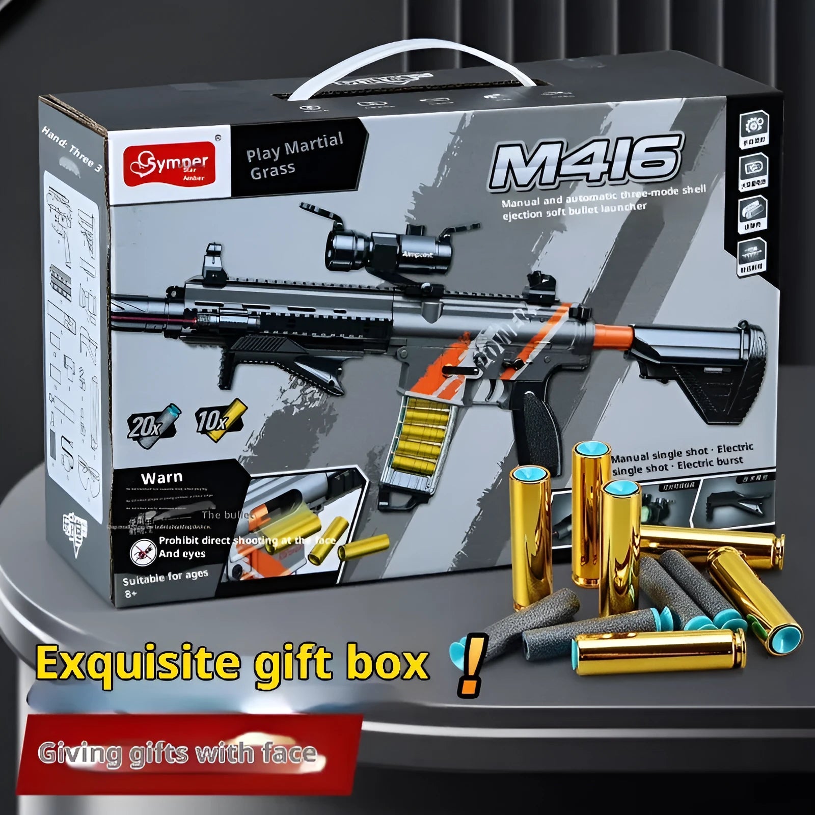 M416 throw shell soft bullet gun AMT toy made of plastic with soft elastic bullets for teenagers
