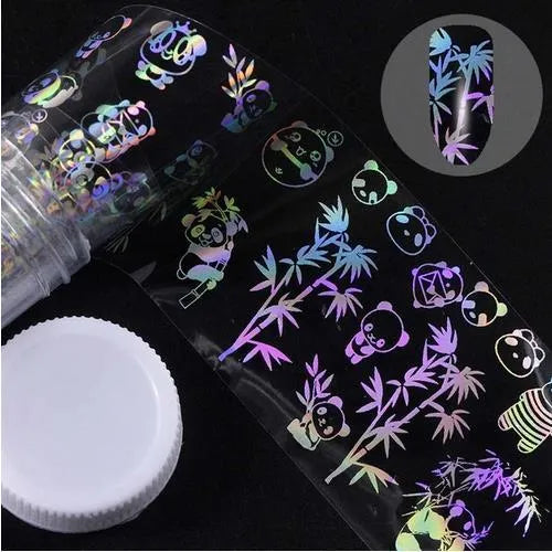 Roll of starry nail sticker paper, 1 metre long and 4 cm wide, with foil star patterns for nail art