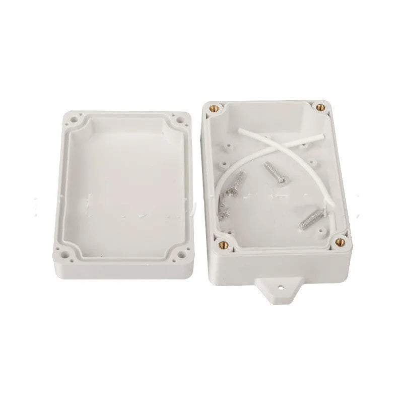 Green ABS plastic waterproof instrument box for security power supplies, showing front and side.