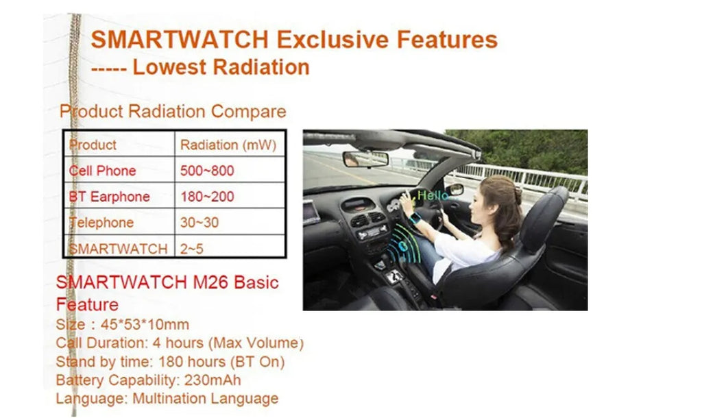 Smart Bluetooth sports watch in black, white, or blue colour with cross-platform iOS and Android compatibility