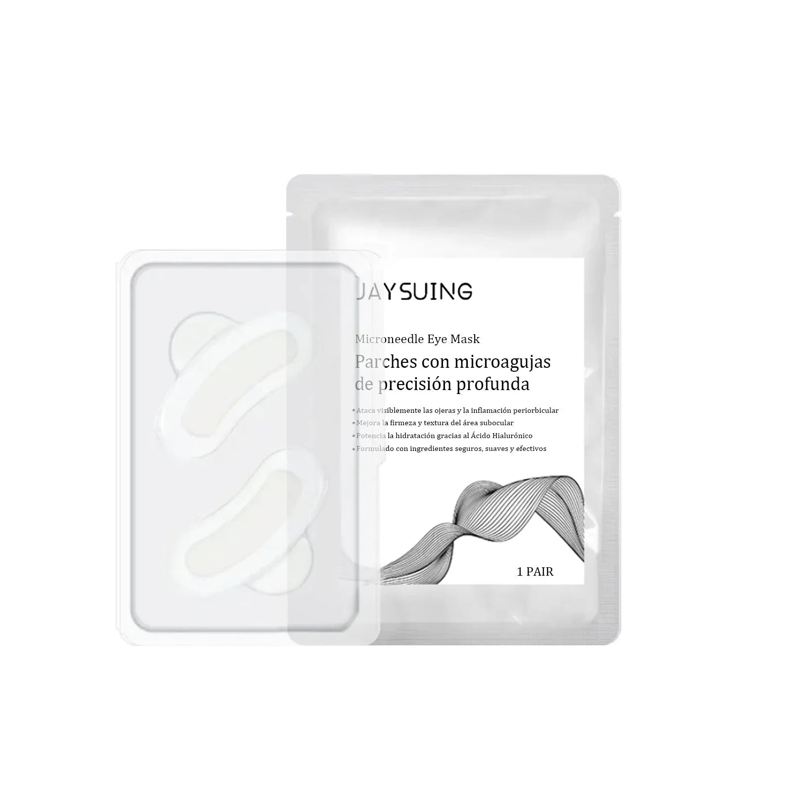 Single pair of cosmetic micro needle eye mask patches for skincare application