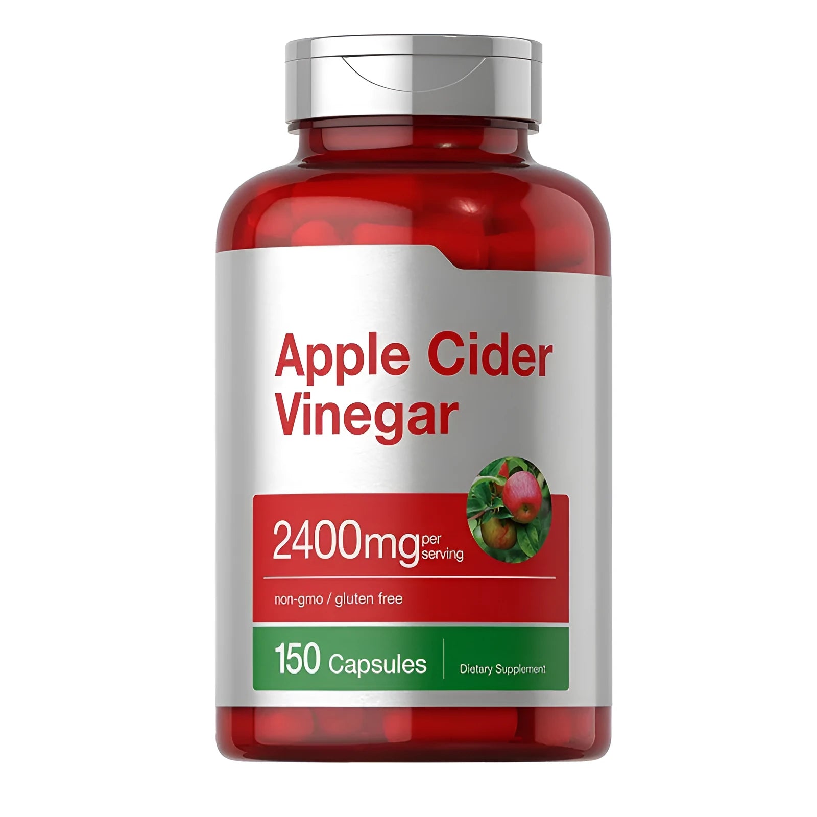 Bottle of 150 apple vinegar health capsules dietary supplement tablets