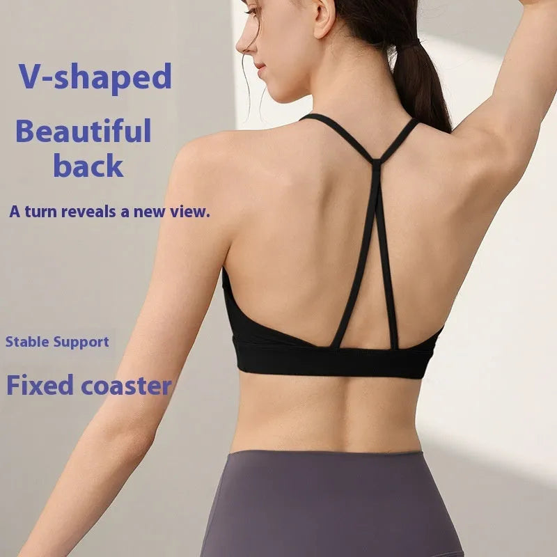 Women's nylon sports vest in sunshine desert colour with fixed double-shoulder straps.