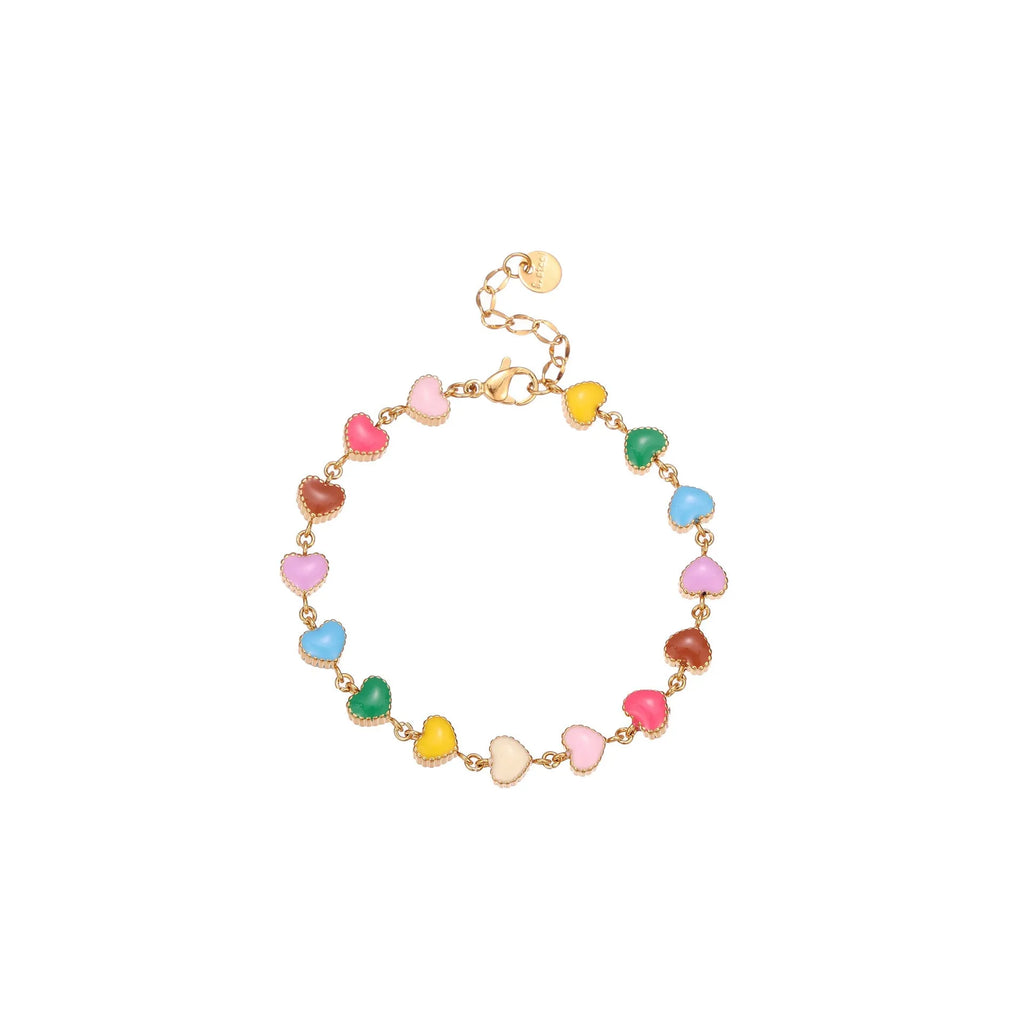 Women's heart-shaped stainless steel bracelet with electroplated gold or steel finish