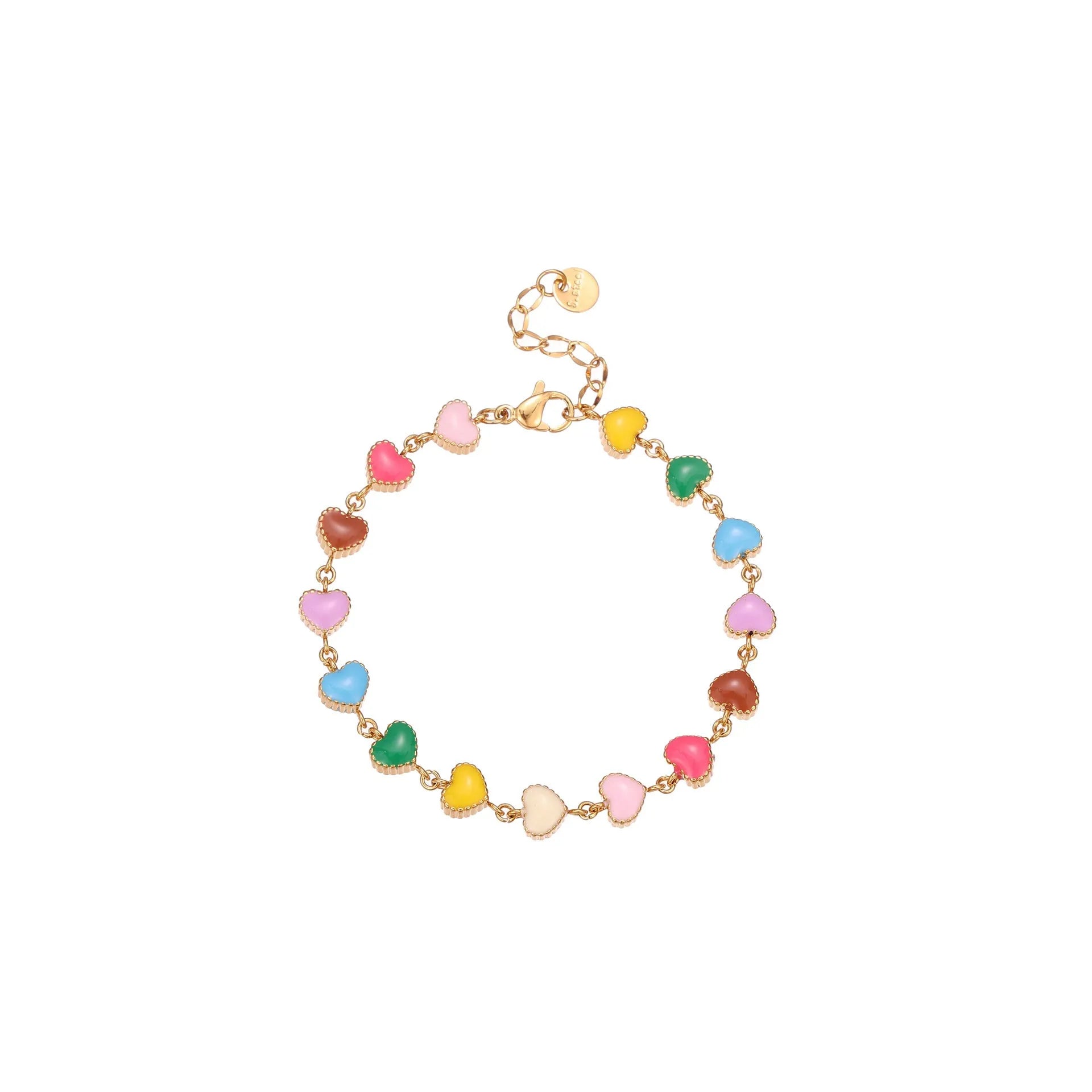 Women's heart-shaped stainless steel bracelet with electroplated gold or steel finish