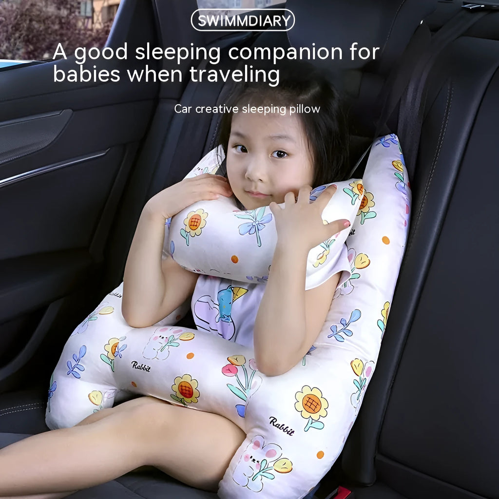 55x70cm car sleeping pillow with printed pattern on pearl cotton fill