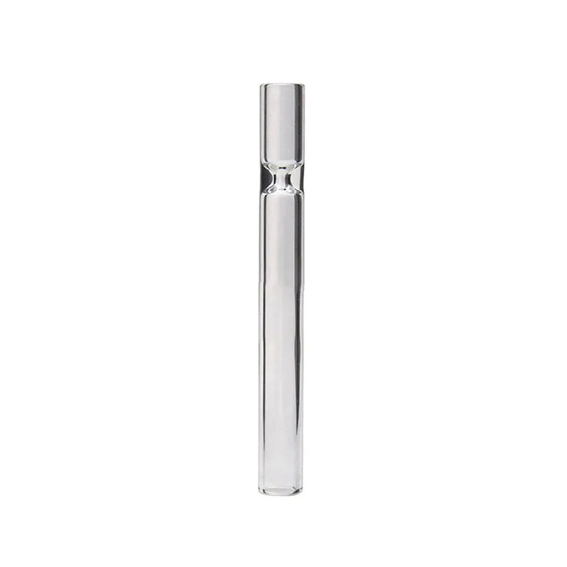 Clear pink telescopic glass smoke pipe with straight suction nozzle extended.