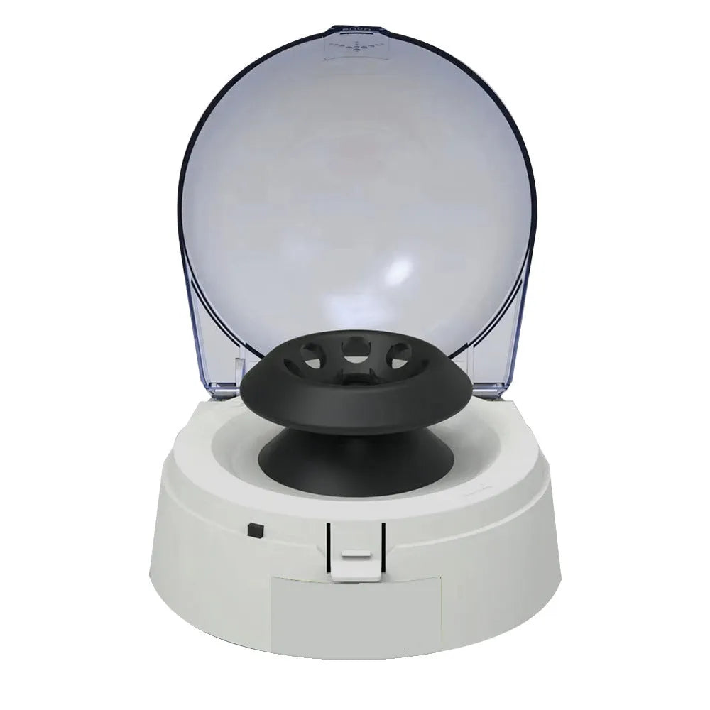 Mini laboratory centrifuge with 7000 RPM speed and compact dimensions