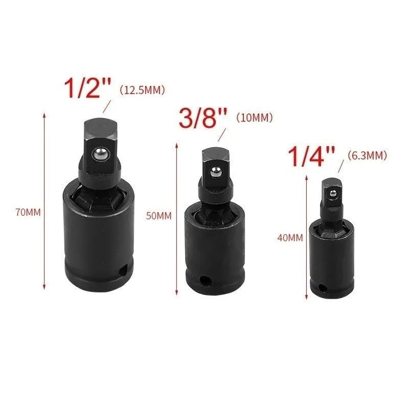 1/2 inch socket wrench interface with movable joint, 60# steel, 50 mm overall length, metric single-end wrench